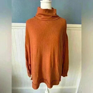 Beautiful We The Free Scoop Back Mock Neck Oversized Sweater~Burnt Orange ~NWOT!